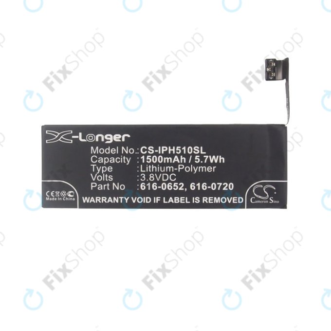 Μπαταρία για iPhone 5S, 5C, 616-0652, 616-0720, 1500mAh, HQ