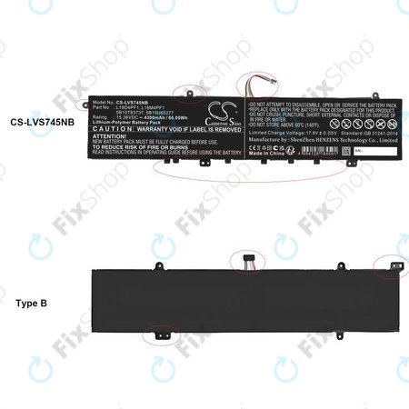 Μπαταρία για Lenovo Yoga, 4300mAh, Li-Pol, 15.36V, L18D4PF1, HQ