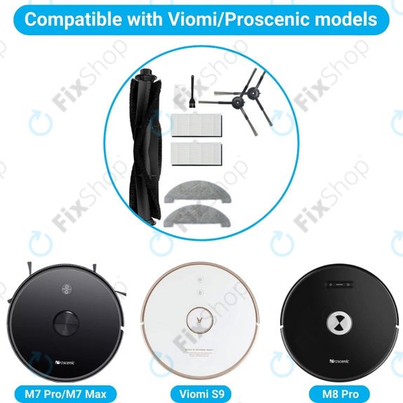 Standard Σετ (Μαύρο) για Xiaomi Viomi S9 | Lydsto R1 | Proscenic M7 Pro | M8 Pro | Μαύρο | Black