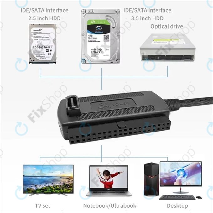 Αντάπτορας USB 2.0 σε IDE / SATA για HDD/SSD 2,5" και 3,5", με τροφοδοσία EU