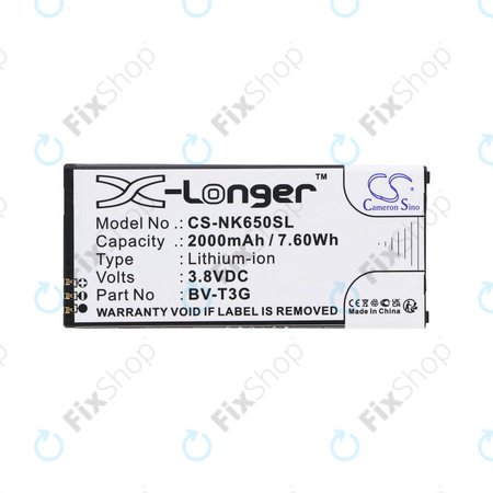 Μπαταρία για Nokia Lumia 650, 2000mAh, Li-Ion, 3.8V, BV-T3G, HQ