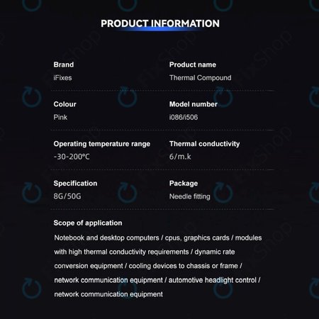 iFixes i086 Pink Performance Thermal Compound - θερμική πάστα για τηλέφωνα/τάμπλετ, 8g