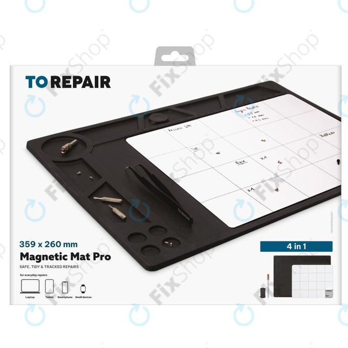 SBS - Μαγνητικό Pro χαλάκι εργασίας για βίδες και μικρά εξαρτήματα, μαύρο 4σε1