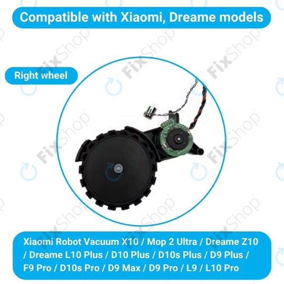 Τροχός με Κινητήρα (Δεξιός) για Xiaomi Robot Vacuum X10 | Dreame Z10 Pro | L10 Plus | D10 Plus | Μαύρο | Black