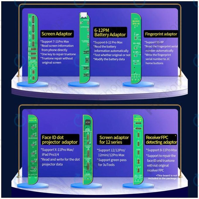 Προγραμματιστής JC V1SE + Πλακέτες LCD, Μπαταρίας, Δακτυλικού Αποτυπώματος, Face ID & 12-series για iPhone 7 - 12 Pro Max