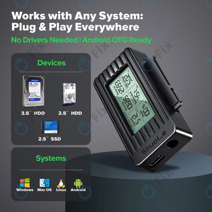 Αντάπτορας USB-C / USB 3.0 σε SATA για HDD/SSD με οθόνη, 12V/3A EU