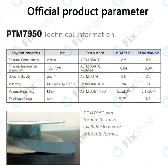 Θερμοαγώγιμο pad Honeywell PTM7950, 80 × 40 × 0.25mm