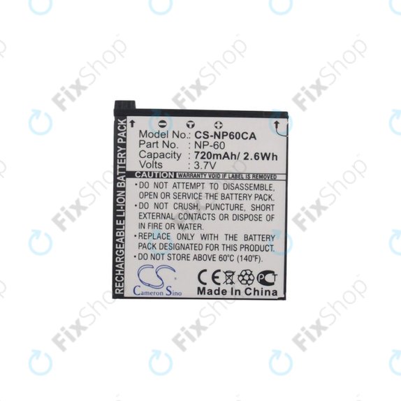 Μπαταρία για Casio Exilim Zoom EX-Z19, EX-Z85, EX-Z9, 720mAh, Li-Ion, 3.7V, NP-60, HQ