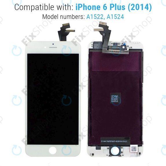 Οθόνη για iPhone 6 Plus, White, Αφής με πλαίσιο