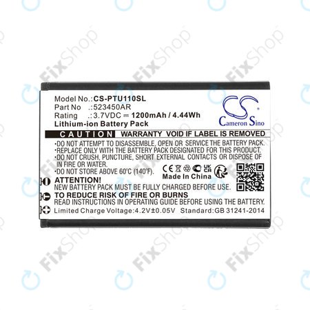 Μπαταρία για Panasonic Kx-Tf200, Kx-Tu110, 1200mAh, Li-Ion, 3.7V, 523450AR, HQ