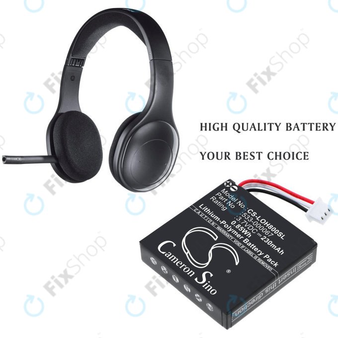 Μπαταρία για Logitech H800, 230mAh, Li-Pol, 3.7V, 533-000067, HQ