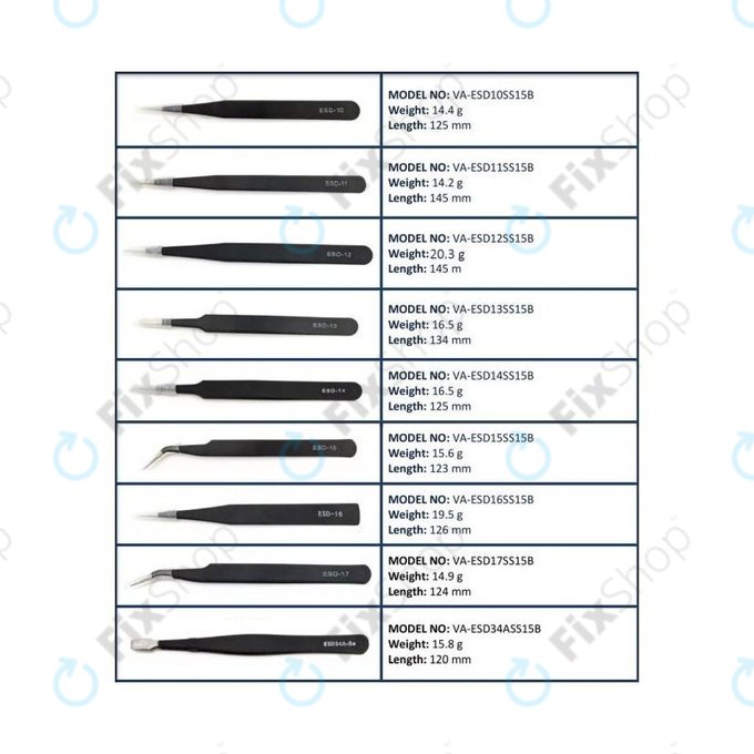 Σετ Αντιστατικών Λαβίδων από Ανοξείδωτο Ατσάλι 9in1