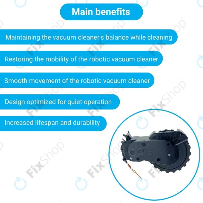 Τροχός με Κινητήρα (Αριστερός) για Xiaomi Mijia E10 | E12 | Mi Robot Vacuum Mop 2 Lite | 2 Pro | Μαύρο | Black