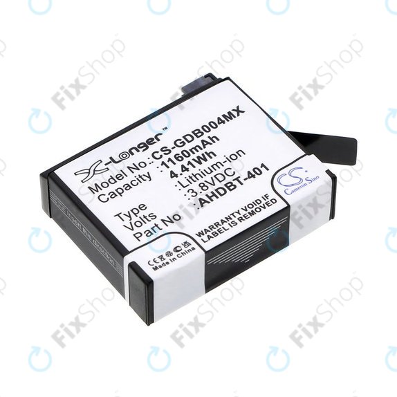 Μπαταρία για GoPro Hero 4, 1160mAh, Li-Ion, 3.8V, AHDBT-401, HQ