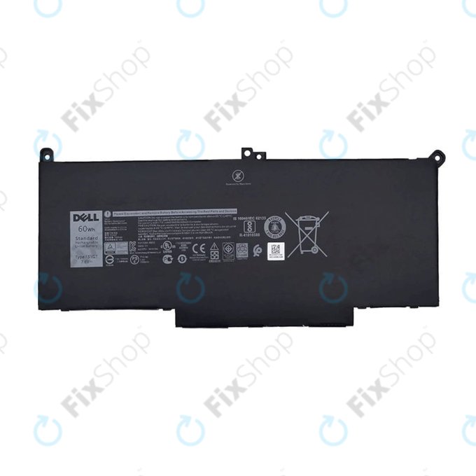 Μπαταρία για Dell Latitude 7280, 7290, 7380, 7390, 7480, 7490, E7280, F3YGT, 7600mAh, Service Pack