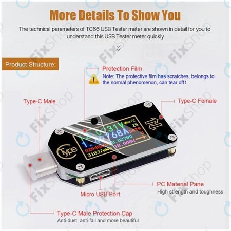 USB Πολύμετρο (USB-C) για Joy-it JT-TC66C