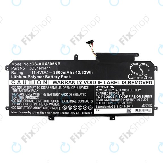 Μπαταρία για Asus Zenbook UX305, 3800mAh, Li-Pol, 11.4V, C31N1411, HQ