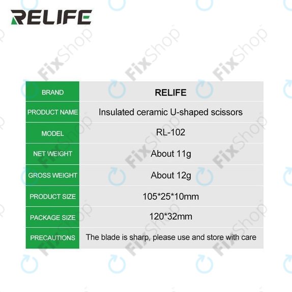 Μονωτικό Κεραμικό Ψαλίδι για Relife RL-102