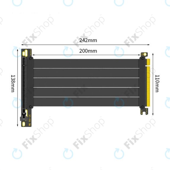 Καλώδιο riser PCIe 4.0 x16 για κάρτα γραφικών, 20cm, μαύρο