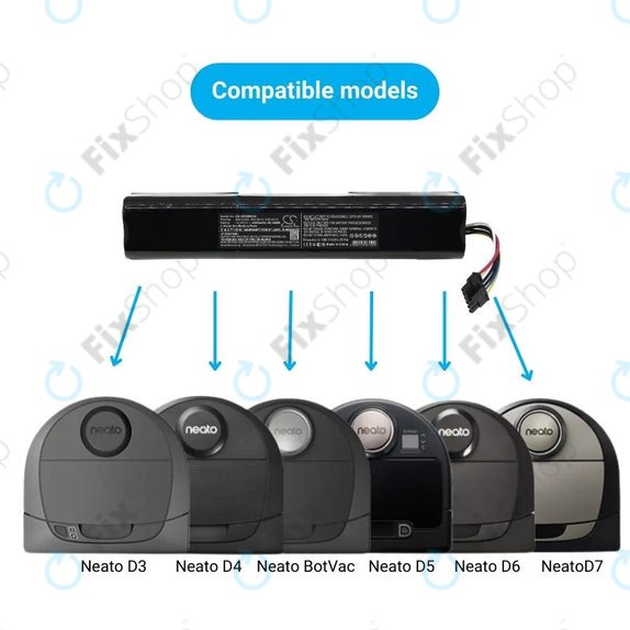 Μπαταρία για Neato Botvac D3, D4, D5, D6, D7-series, 945-0225, 205-0011, 205-0013, 14.4V, 4200mAh, HQ