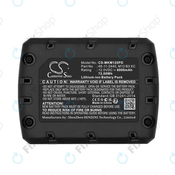 Μπαταρία για Milwaukee M12 Redlithium XC 4.0, 6000mAh, Li-Ion, 12V, M12 B3 XC, M12 B4 XC, HQ