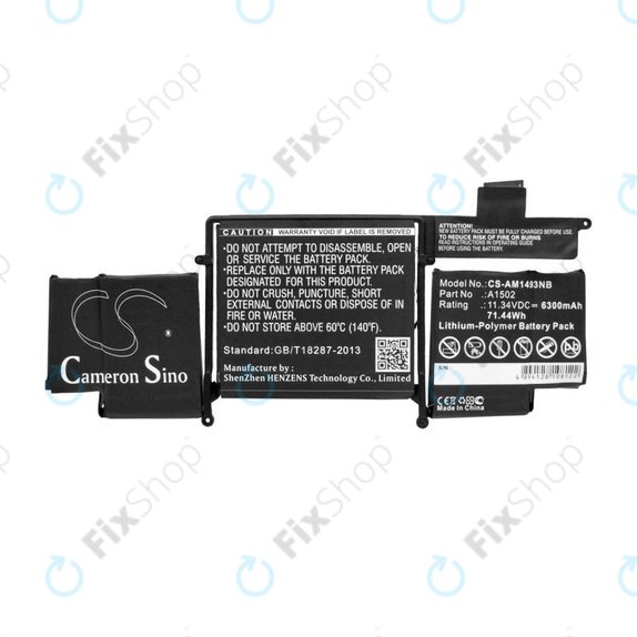 Μπαταρία για MacBook Pro 13", Τέλη 2013 – Μέσα 2014, A1502, A1493, 6300mAh, HQ