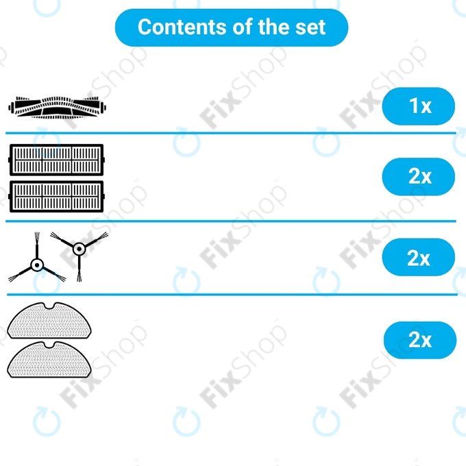Σετ ανταλλακτικών για Xiaomi Mi Robot Vacuum Mop Essential (Mijia G1) (1x Κύρια βούρτσα, 2x Φίλτρο, 2x Πλαϊνή Βούρτσα, 2x Πανί Σφουγγαρίστρας)