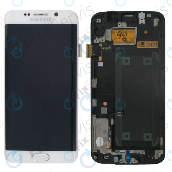 Συγκρότημα οθόνης για Samsung S6 Edge, G925F, GH97-17162B, GH97-17317B, GH97-17334B, White Pearl, Service Pack