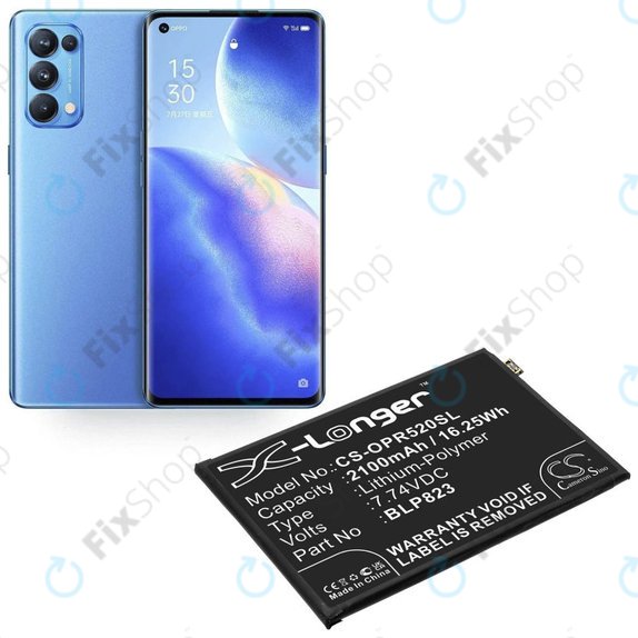 Μπαταρία για Oppo Reno 5 Pro, 2100mAh, Li-Pol, 7.74 V, BLP823, HQ