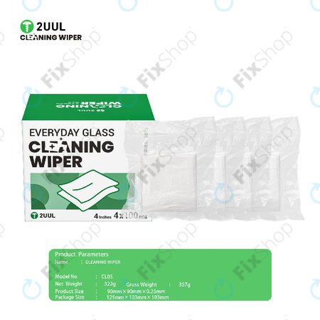 Πανάκια καθαρισμού γυαλιού χωρίς χνούδι, 2UUL CL05, 4x100τμχ/κουτί