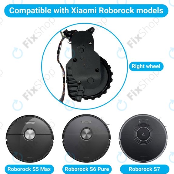 Τροχός με Κινητήρα (Δεξιός) για Xiaomi Roborock S5 Max | S6 Pure | S7 | Μαύρο | Black