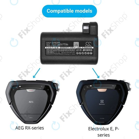 Μπαταρία για AEG RX-series, Electrolux E, P-series, S91-0400410-SU2, OSBP72LI, OSBP72LI25, 7.2V, 2000mAh, HQ