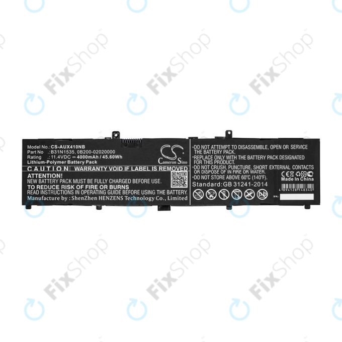 Μπαταρία για Asus UX310, UX310UAK, UX410UQ, 4000mAh, Li-Pol, 11.4V, B31N1535, HQ