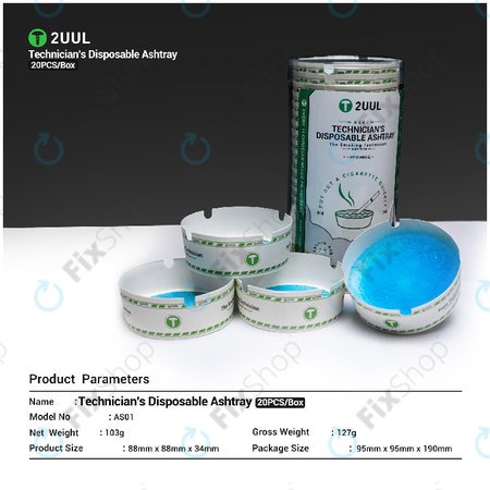 Σταχτοδοχείο μιας χρήσης για τεχνικούς, 2UUL AS01, 20τμχ/κουτί