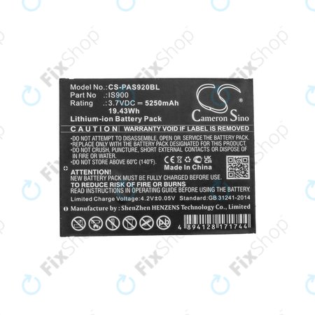 Μπαταρία για Pax A920, A920c, 5250mAh, Li-Ion, 3.7V, IS900, HQ