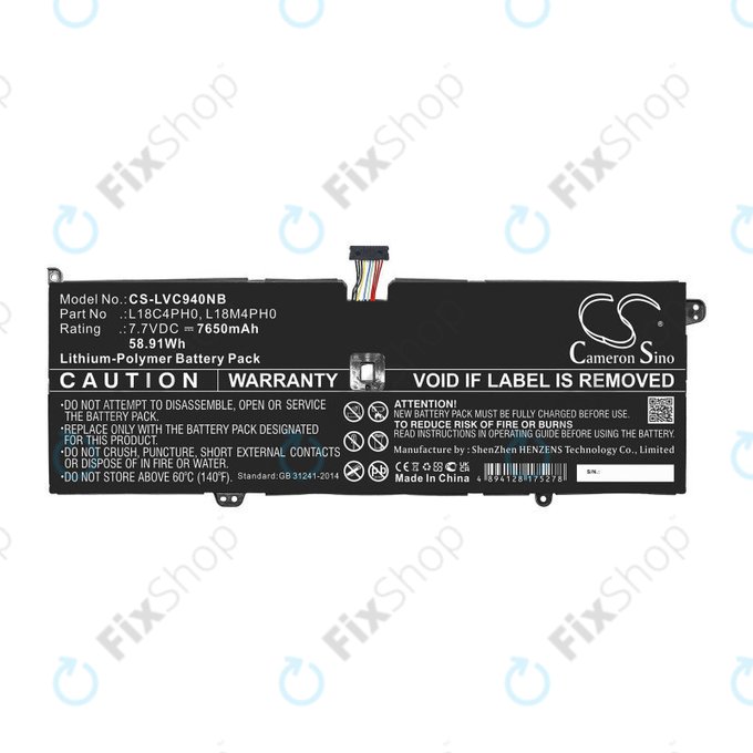 Μπαταρία για Lenovo Yoga C940, 7650mAh, Li-Pol, 7.7V, L18C4PH0, HQ