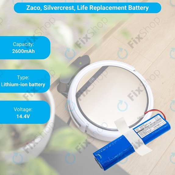 Μπαταρία για Zaco V3, V40, V5s Pro, V5x, Silvercrest SSWR A1, SSWR B1, SSR 3000 A1, 18650B4-4S1P-AGX-2, 14.4V, 2600mAh, HQ