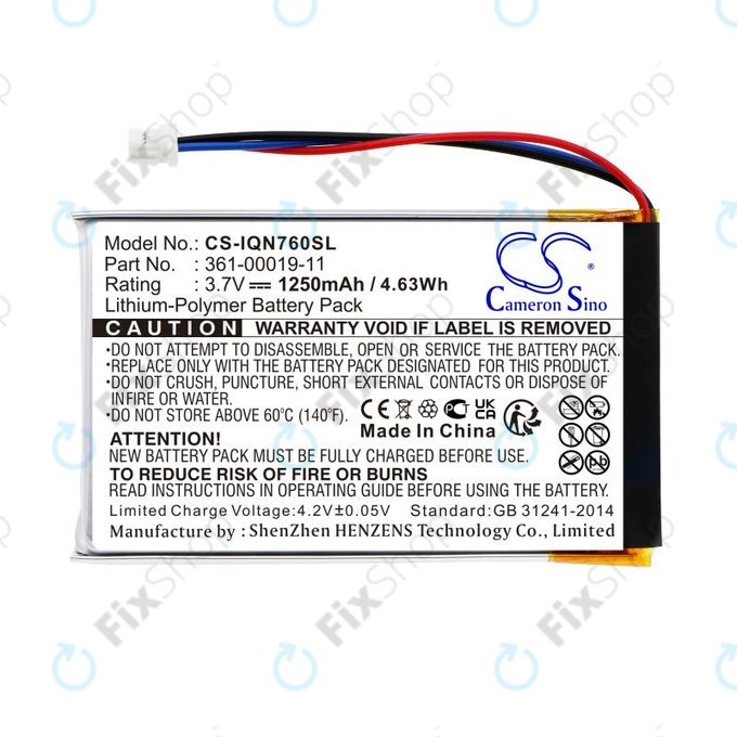 Μπαταρία για Garmin Nüvi 700, 710, 760, 765, Nuvi 3590, 1250mAh, Li-Pol, 3.7V, 361-00019-11, HQ