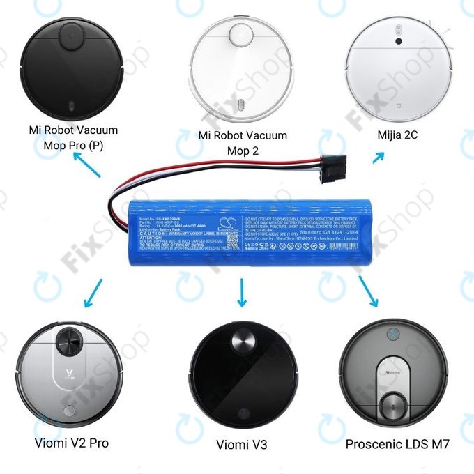 Μπαταρία για Xiaomi Mi Robot Vacuum Mop Pro (P), 2 (Mijia 2C), Viomi V2 Pro, Proscenic LDS M7, STYJ02YM, MH1-4S1P-SC, 14.4V, 2600mAh, HQ