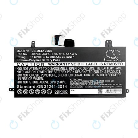 Μπαταρία για Dell Latitude 5290, Latitude 12 5285, 5200mAh, Li-Pol, 7.6V, J0PGR, HQ