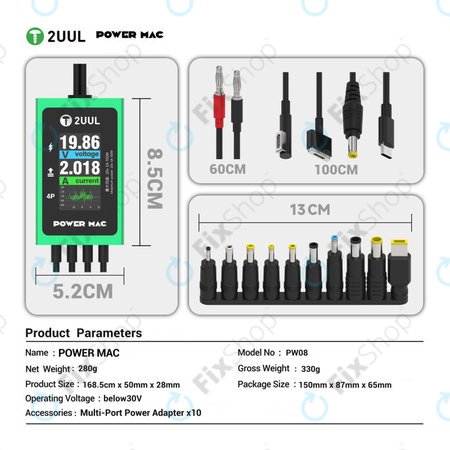 Διαγνωστικό καλώδιο τροφοδοσίας με οθόνη για φορητούς υπολογιστές, 2UUL PW08