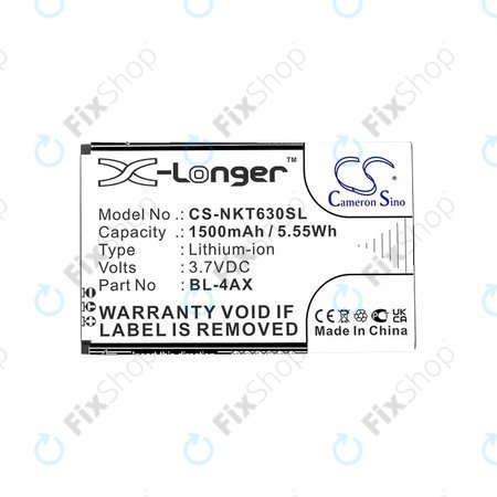 Μπαταρία για Nokia 6300 4G, Nokia 8000 4G, 1500mAh, Li-Ion, 3.7V, BL-4AX, HQ