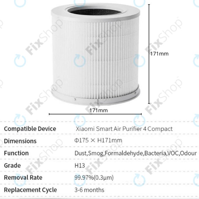 HEPA φίλτρο (Ενεργός άνθρακας) για Xiaomi Smart Air Purifier 4 Compact | White
