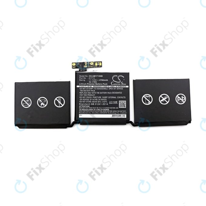 Μπαταρία για MacBook Pro 13", Τέλη 2016 – Μέσα 2017, A1708, A1713, 4700mAh, HQ