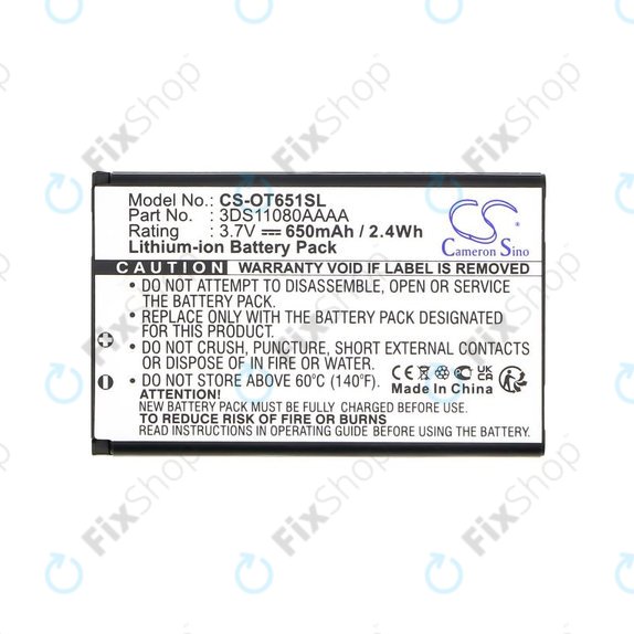 Μπαταρία για Alcatel Lollipops, 650mAh, Li-Ion, 3.7V, 3DS11080AAAA, HQ