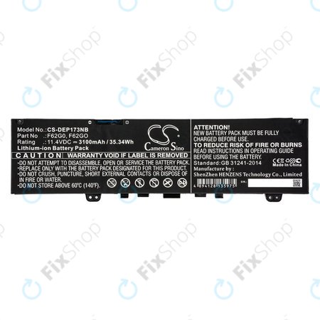 Μπαταρία για Dell Inspiron 13, 7373, Vostro 13, 3100mAh, Li-Ion, 11.4V, F62G0, HQ