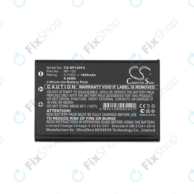 Μπαταρία για Toshiba Camileo H30, FujiFilm NP-120, 1800mAh, Li-Ion, 3.7V, PX1657, HQ