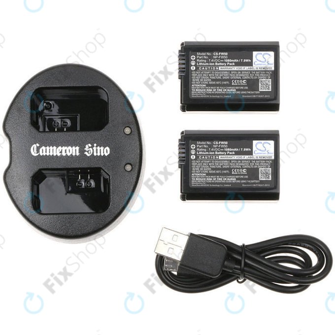 2 baterie z ładowarką doSony NEX-5, Alpha 7, NEX-7, 1030mAh, Li-Ion, 7.4V, NP-FW50, HQ