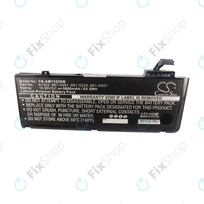 Μπαταρία για MacBook Pro 13", Μέσα 2009 – Μέσα 2012, A1278, A1322, 5800mAh, HQ