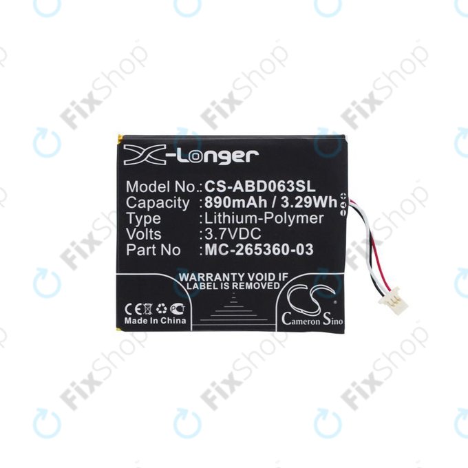 Battery για Amazon Kindle 7th | 8th | 499 | 558 | X | MC-265360-03 | 58-000083 | 890mAh | HQ